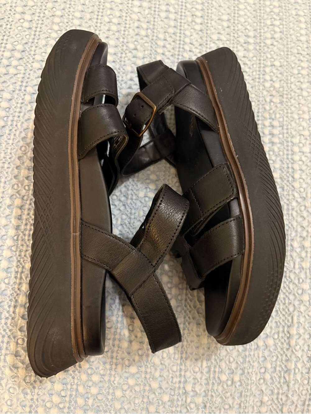 Vionic Solana Black Leather Strappy Platform Sandals Size 9.5 - Picture 5 of 13